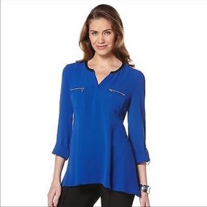 Rafaella Cobalt Shark Bite Zipper Tunic Medium